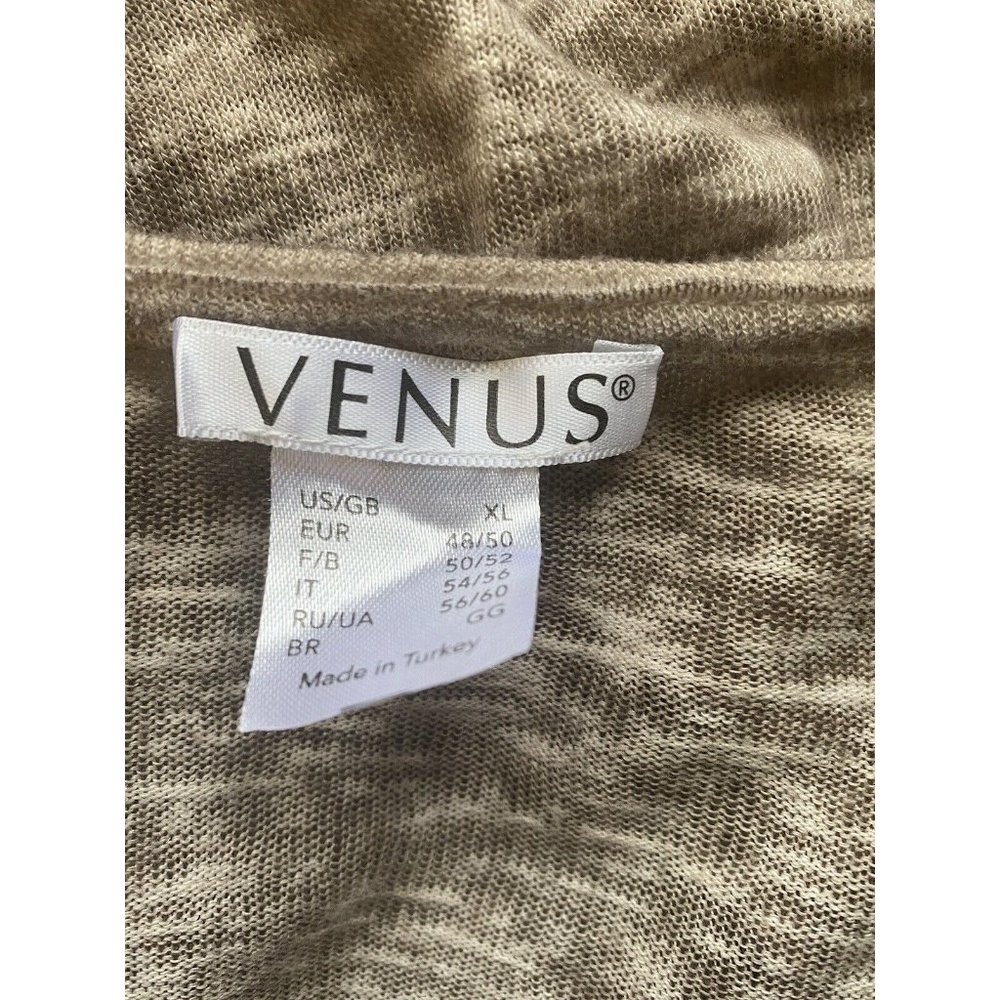 VENUS Top XL Brown Deep V Neck Crochet Lace Silver Buttons Shirt EUC 8949 - Picture 6 of 7